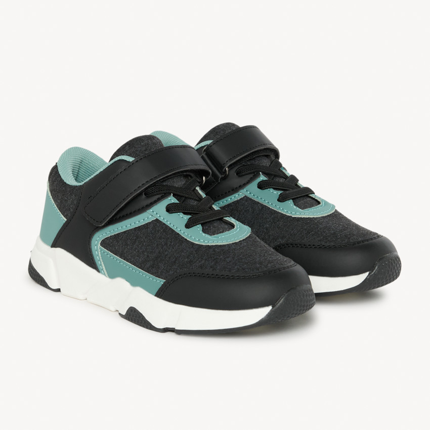 Baskets basses à lacets et velcros charbon pour garçon