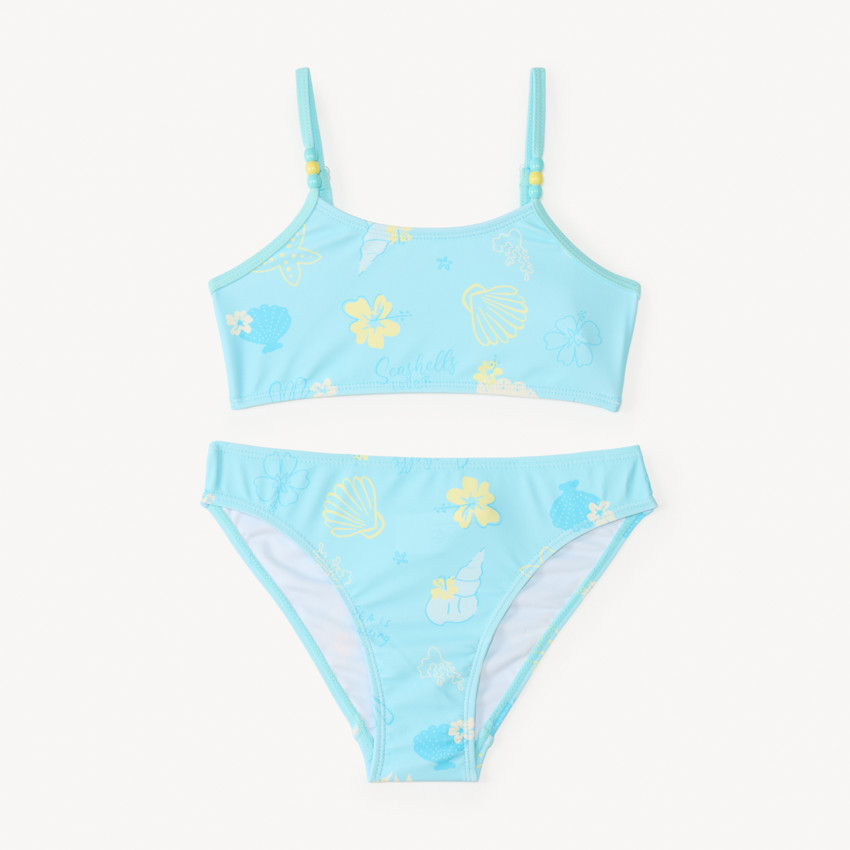 Maillot de bain 2 pièces imprimé coquillages fantaisie pour bébé fille