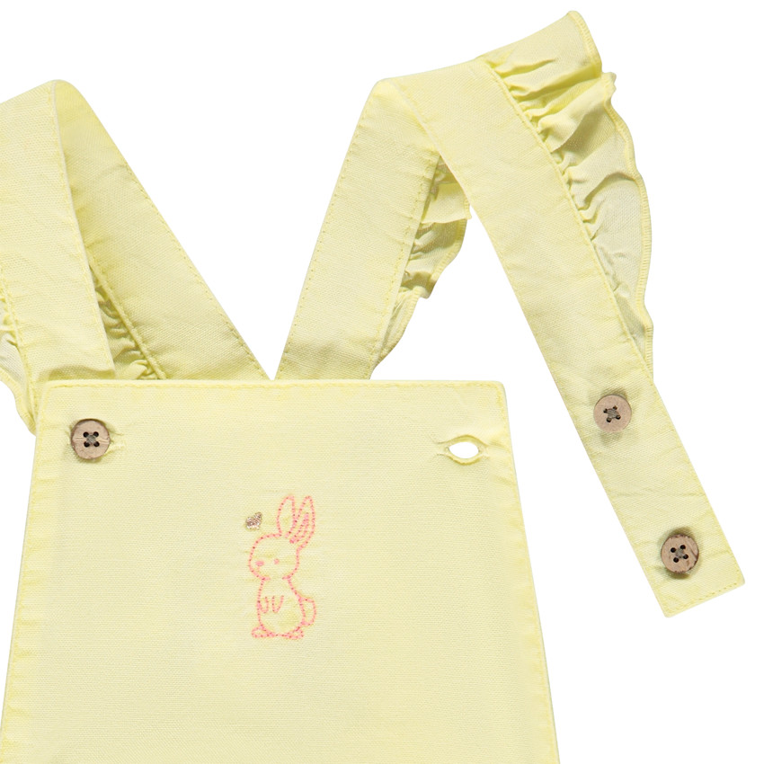 Ensemble body fantaisie + barboteuse salopette unie pour bébé fille 