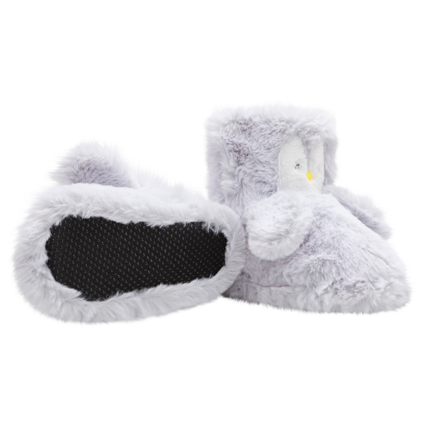 Chaussons pingouins en fausse fourrure avec détails brodés 