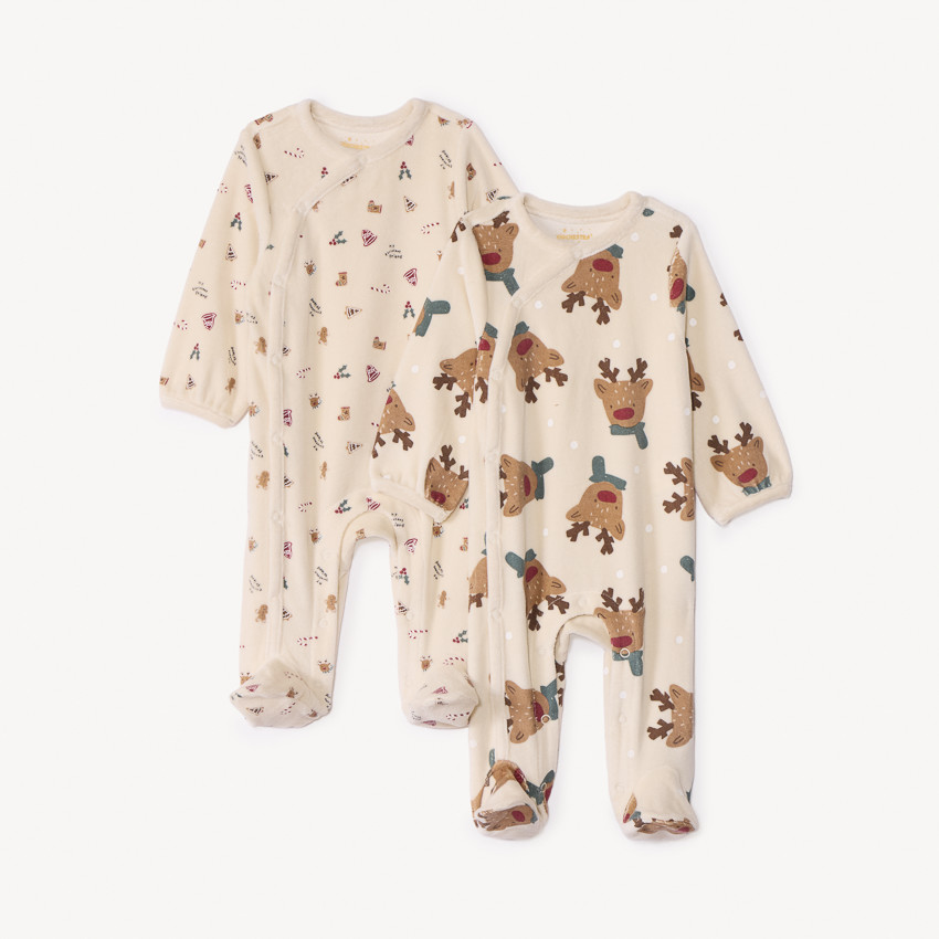 Lot de 2 dors-bien de Noël en velours pour bébé avec ouvertures différentes selon l&#39;âge