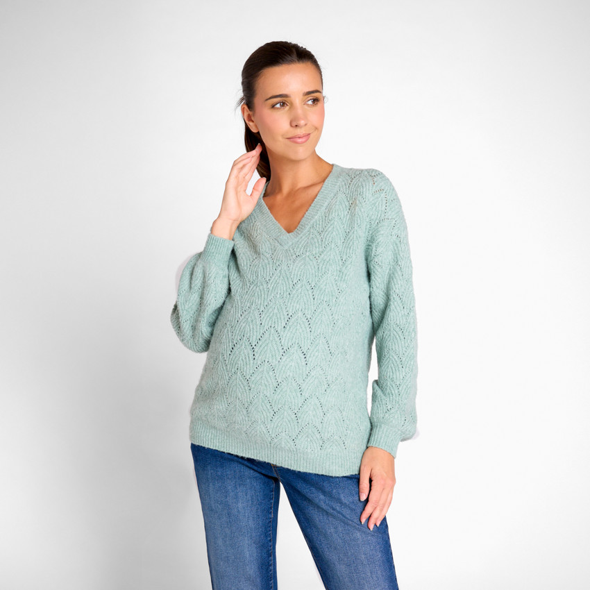Pull manches longues en tricot jeu de point pour femme