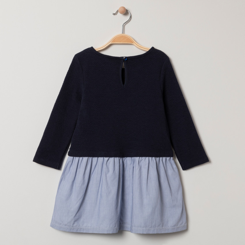 Robe effet 2 en 1 manches longues broderie lapin 