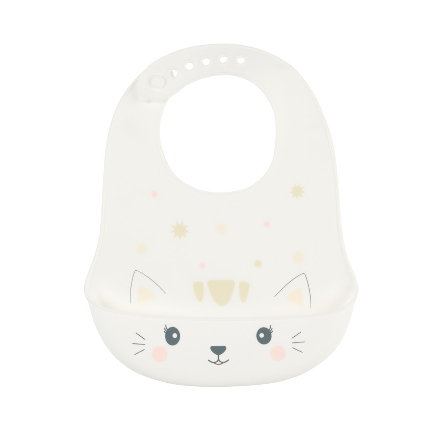 Bavoir Cutie Cat en silicone avec ramasse miettes