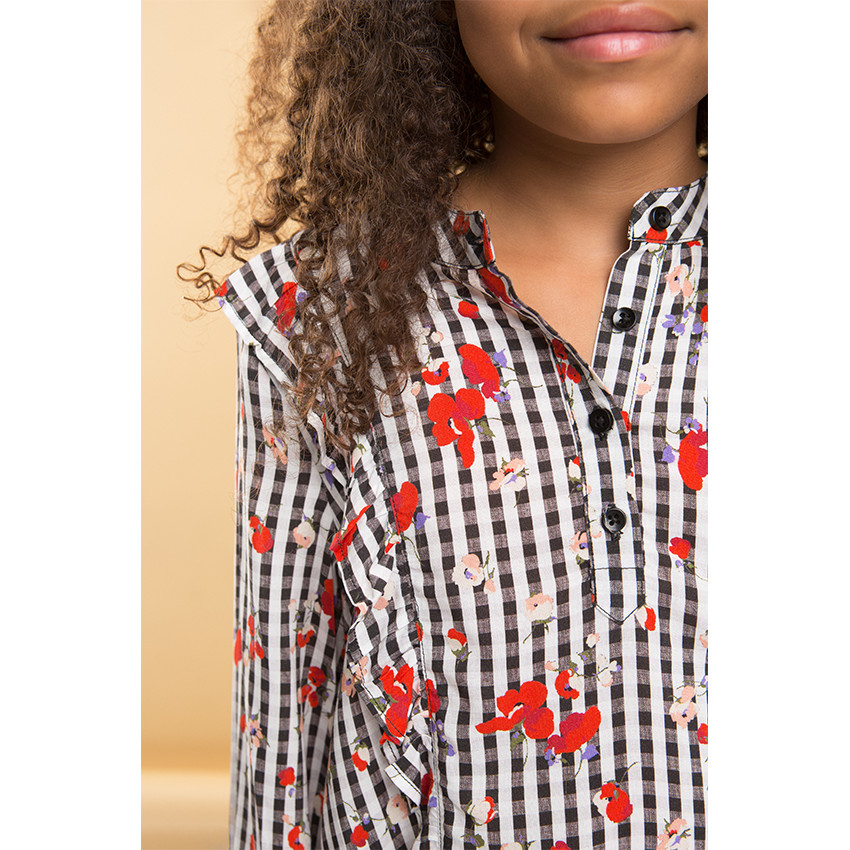 Junior - Tunique à fleurs et imprimée vichy 