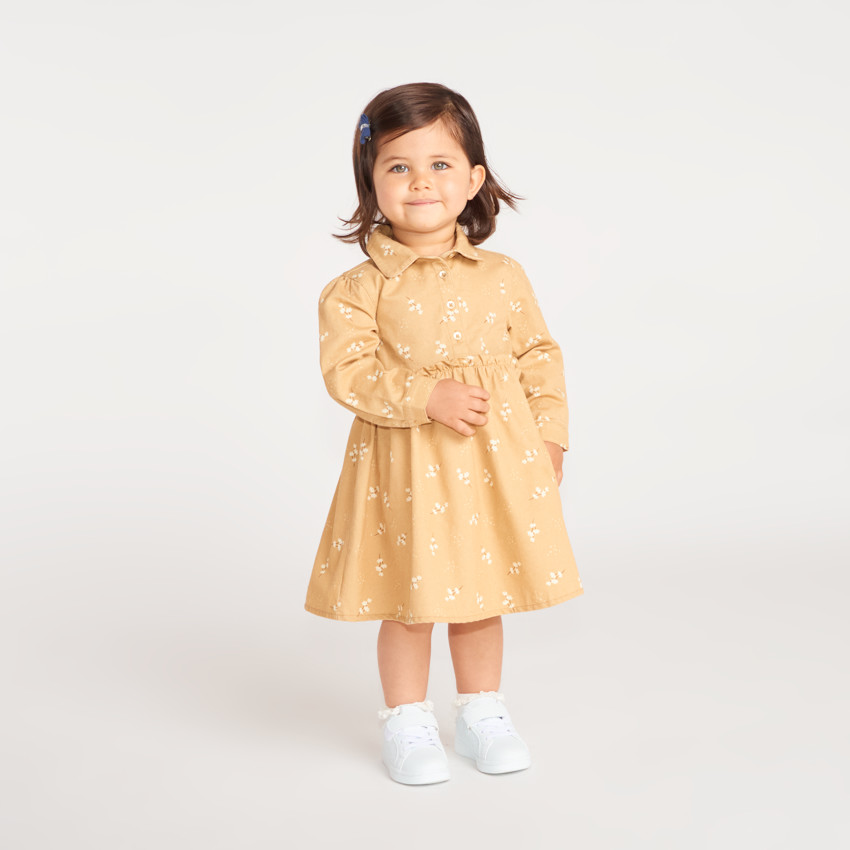 Robe bébé fille manches longues col chemise 