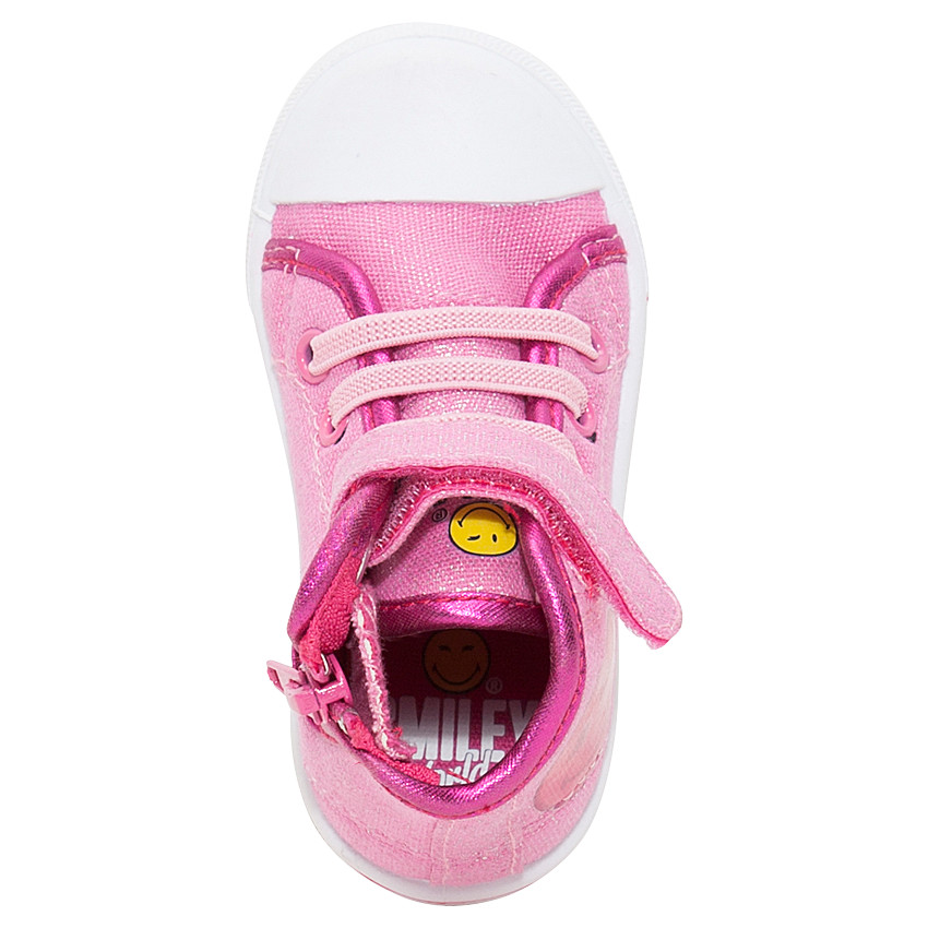 Baskets montantes roses pailletées Smiley 