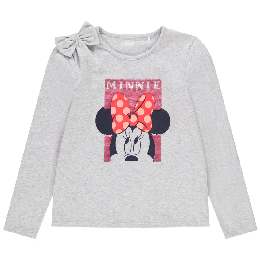 T-shirt manches longues Minnie Disney à sequins pour enfant fille 