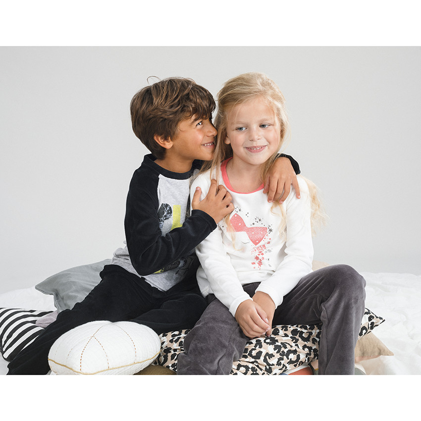 Pyjama en velours bicolore avec princesse printée 