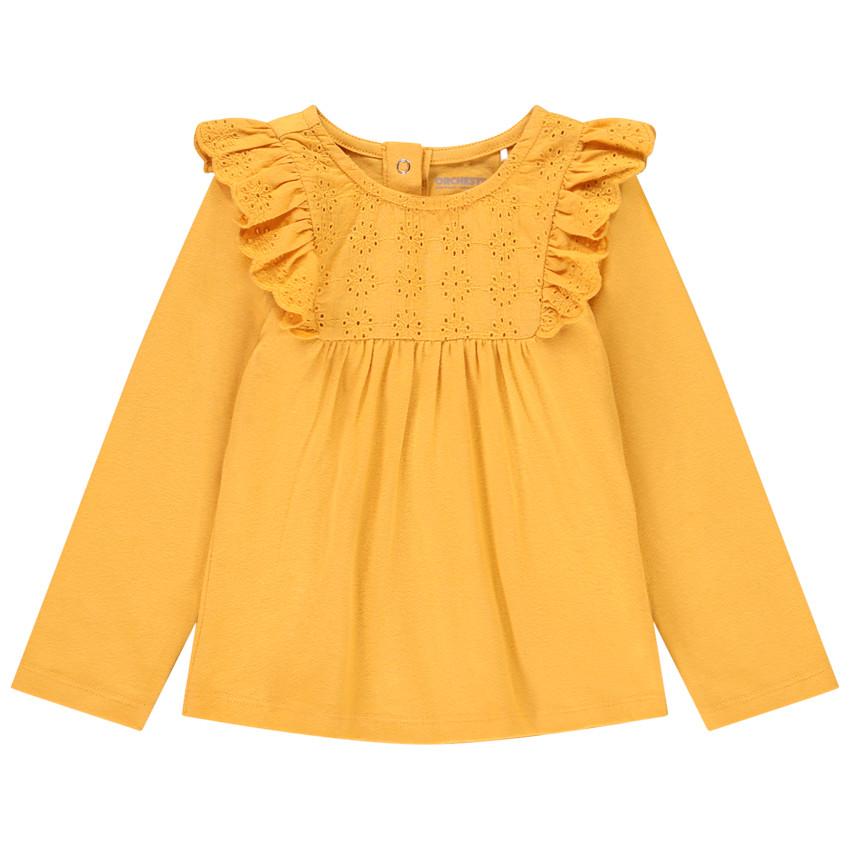 T-shirt manches longues à broderie anglaise en coton pour bébé fille