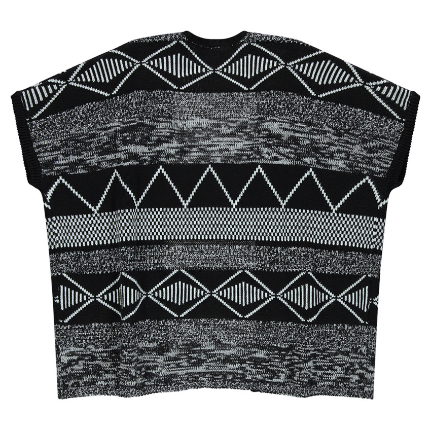 Junior - Gilet poncho imprimé éthnique avec franges 