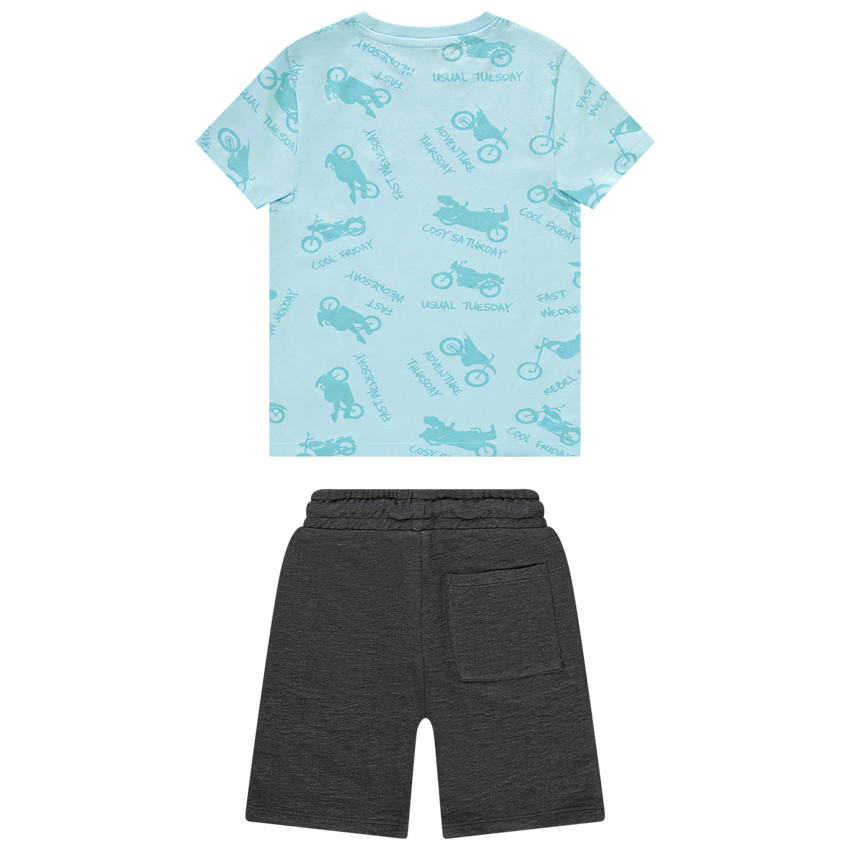 Ensemble court 2 pièces t-shirt imprimé motos pour garçon 