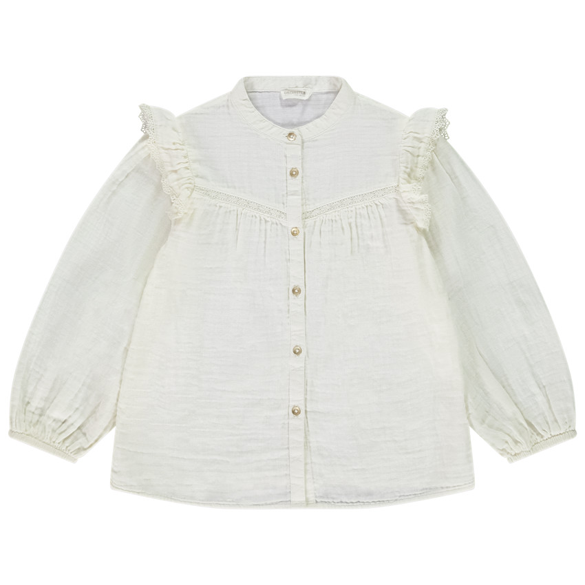 Chemise manches longues bouffante en tetra pour fille 