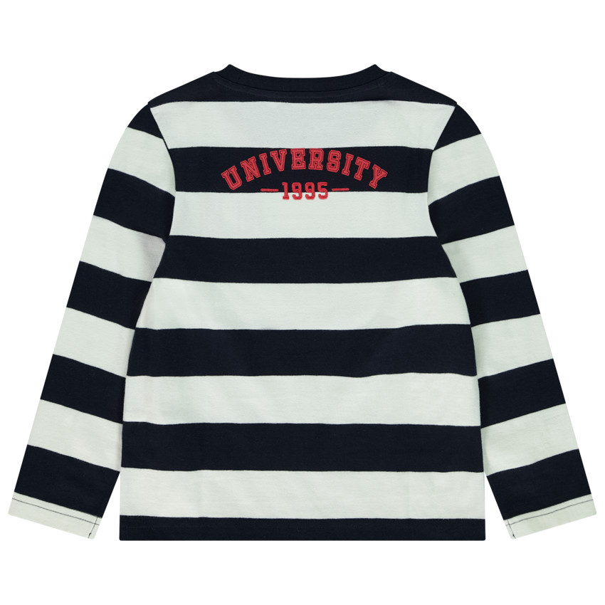 T-shirt manches longues rayé à patch bouclettes pour garçon 