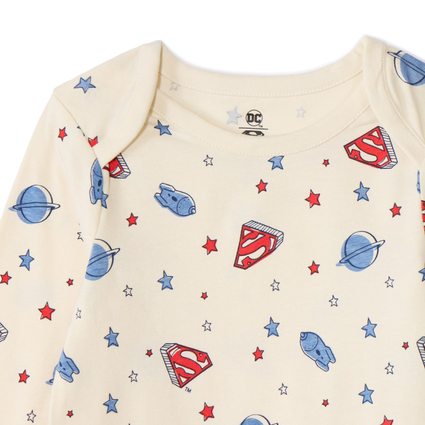 Lot de 3 bodies manches longues Superman pour bébé garçon avec ouvertures différentes selon l'âge 