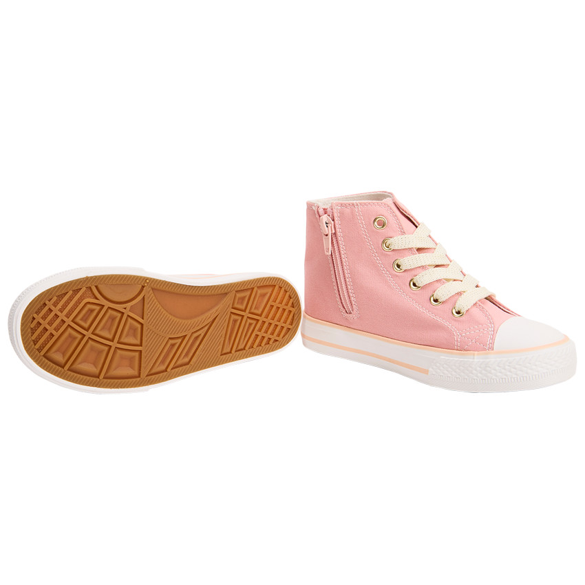Chaussures en toile montante à zip et lacets fantaisie pour fille 