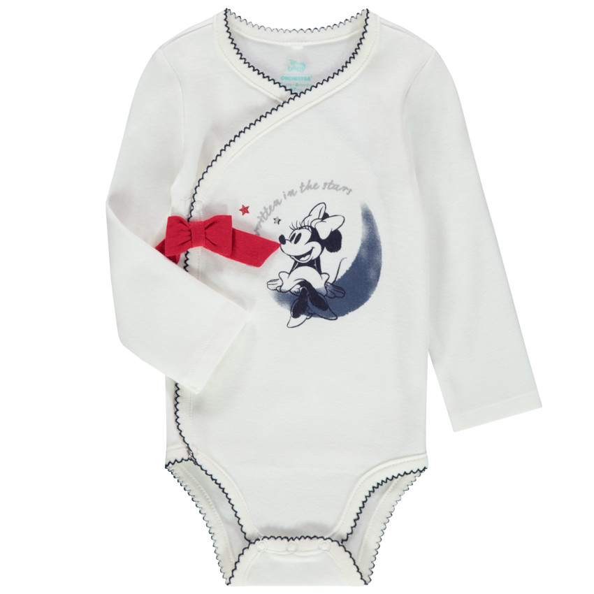 Body manches longues en coton print Minnie avec noeud 