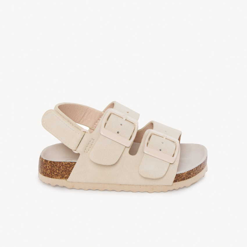 Sandales à double boucles avec lanière à scratch rose pour fille 