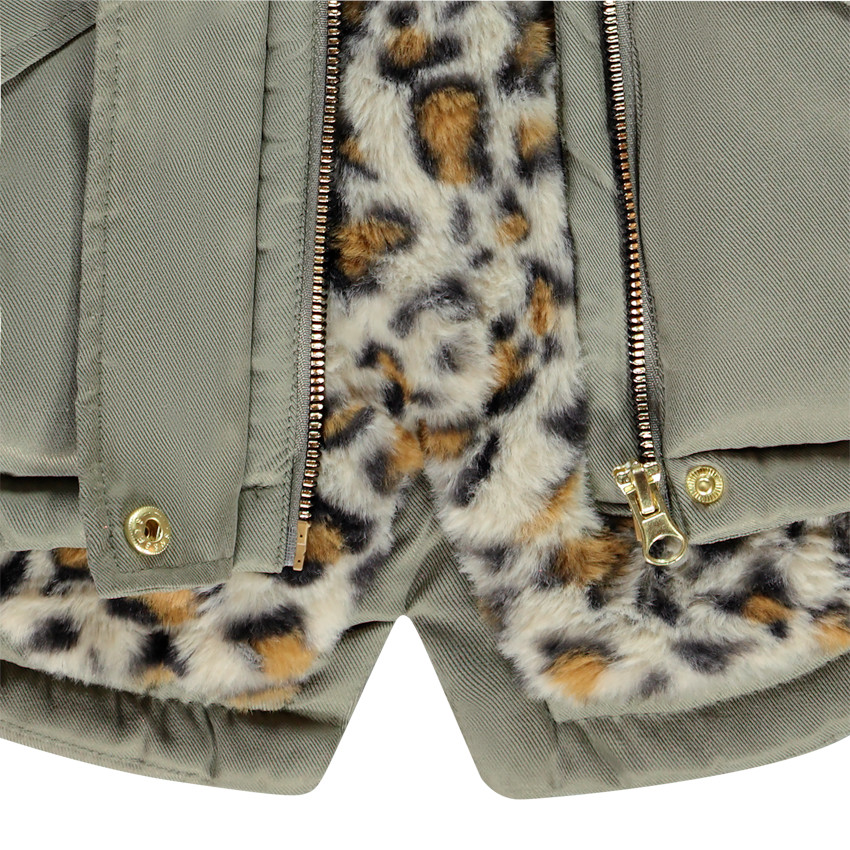 Parka grand froid doublée sherpa léopard pour fille 