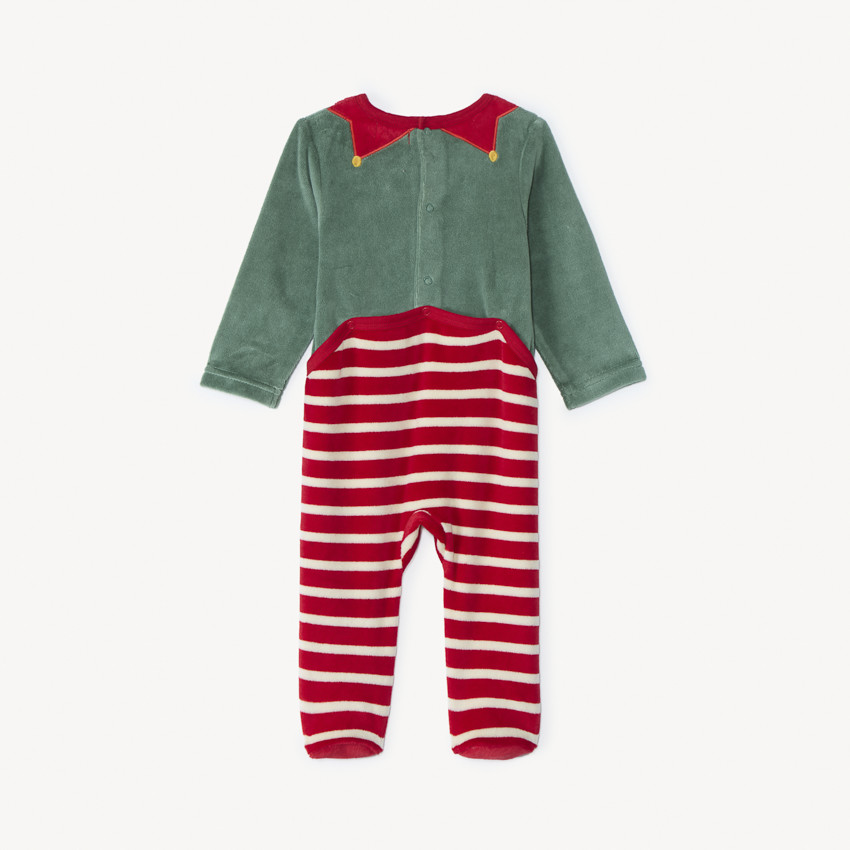 Ensemble ludique dors-bien lutin de Noël + bonnet en velours pour bébé 
