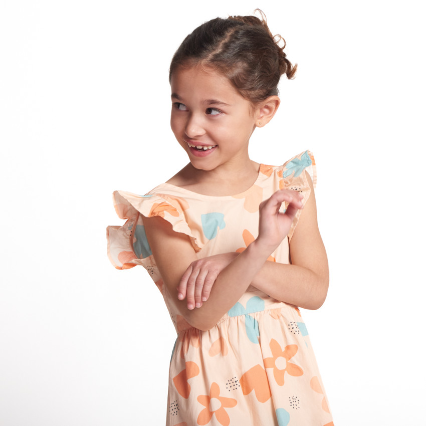 Robe manches courtes imprimée à dos nu pour fille 
