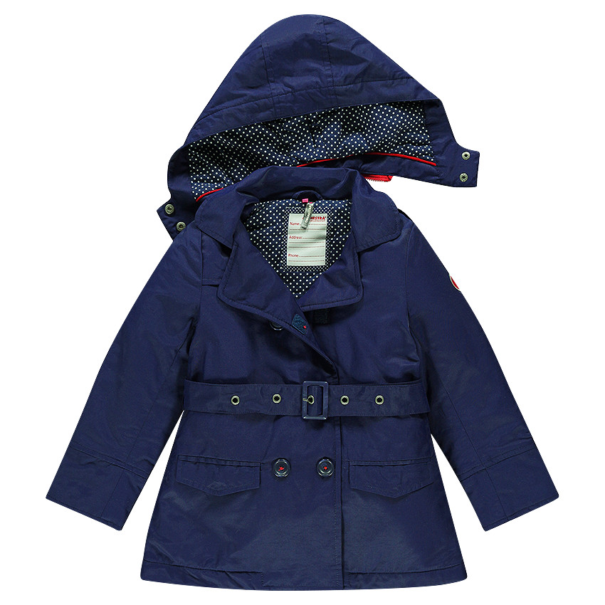 Trench en twill à capuche et ceinture amovibles doublé en popeline de coton 