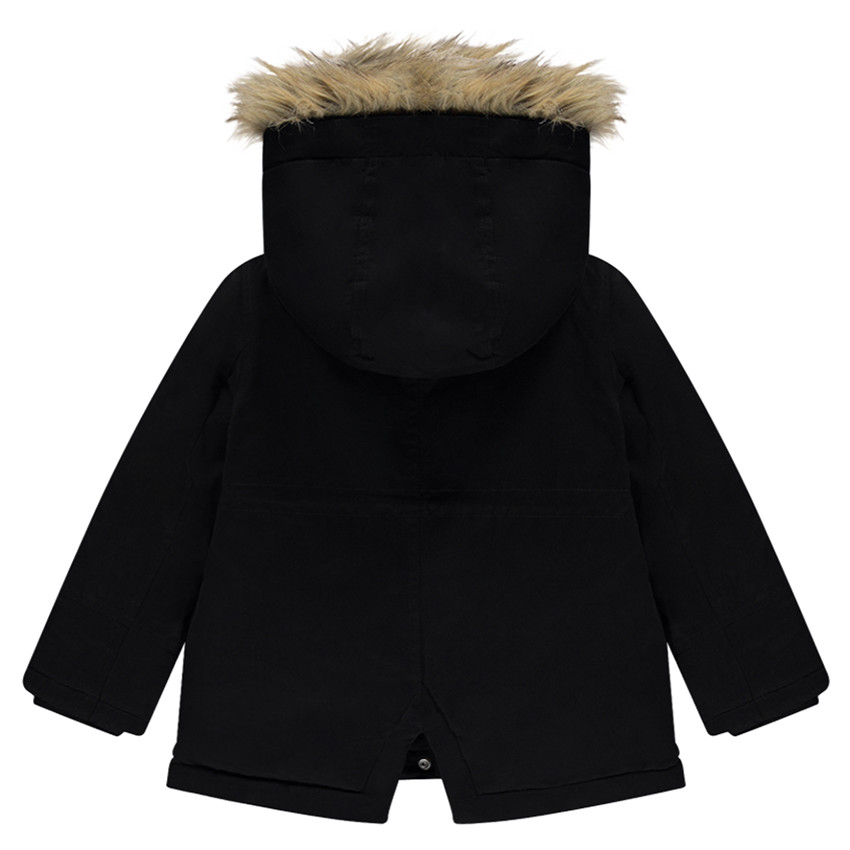 Parka longue déperlante doublée sherpa à capuche et fausse fourrure 