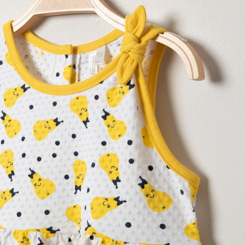 Robe sans manches en coton bio à poires imprimées all-over 