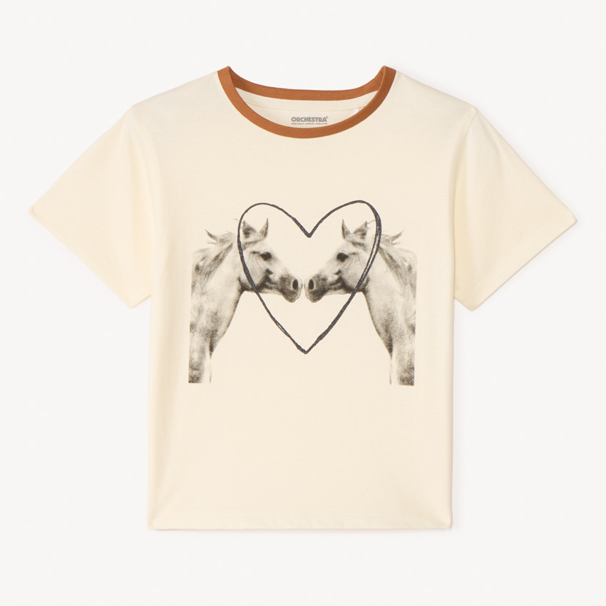 T-shirt manches courtes photoprint chevaux pour fille