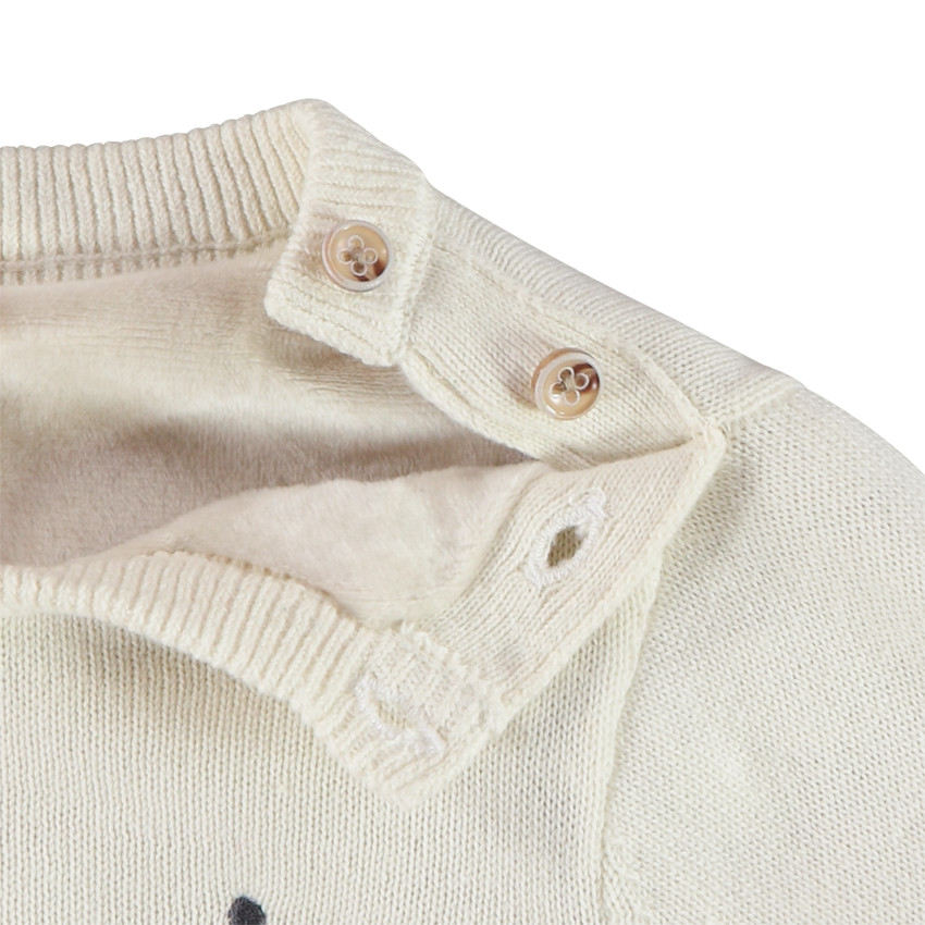 Pull doublé en velours avec renne brodé pour bébé garçon 