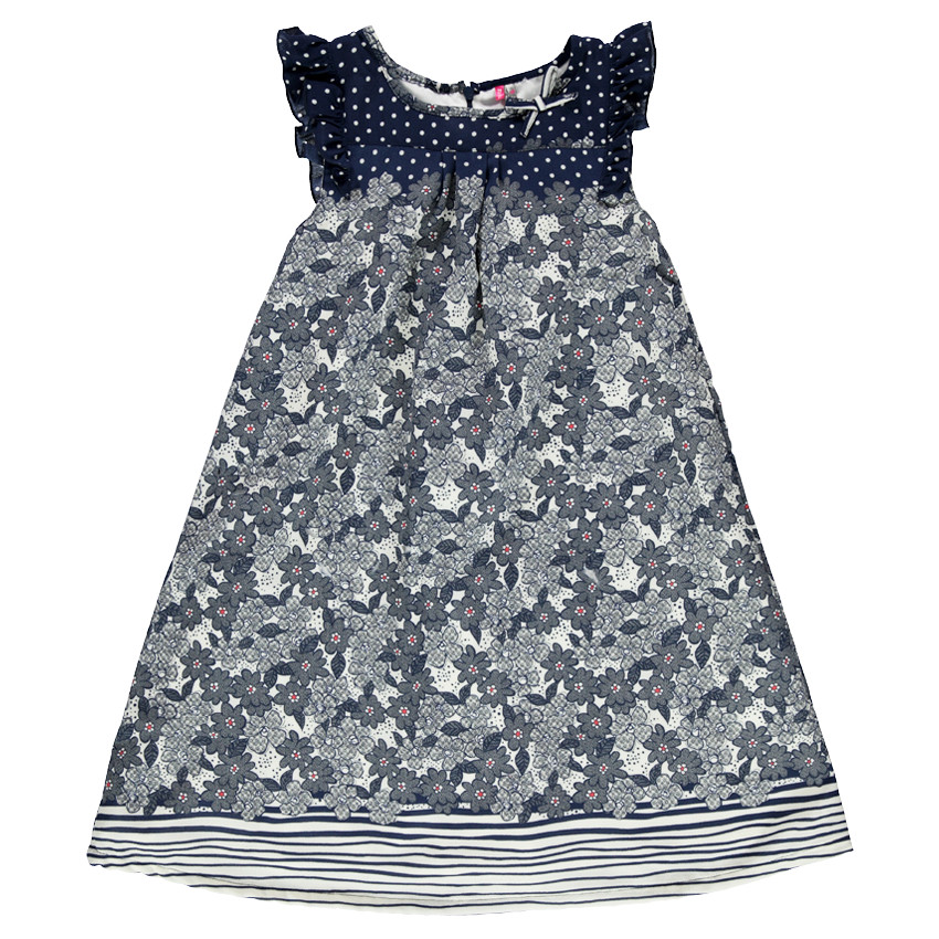 Robe en crêpe fleurie et rayée  
