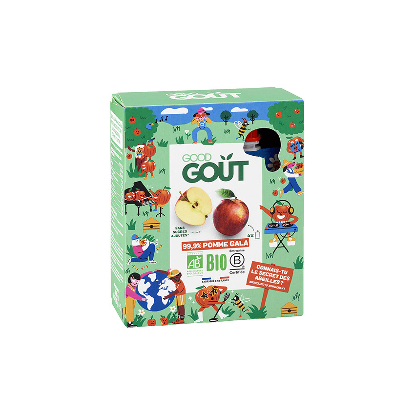 Gourde aux pommes gala pour enfant - 4 x 90g 