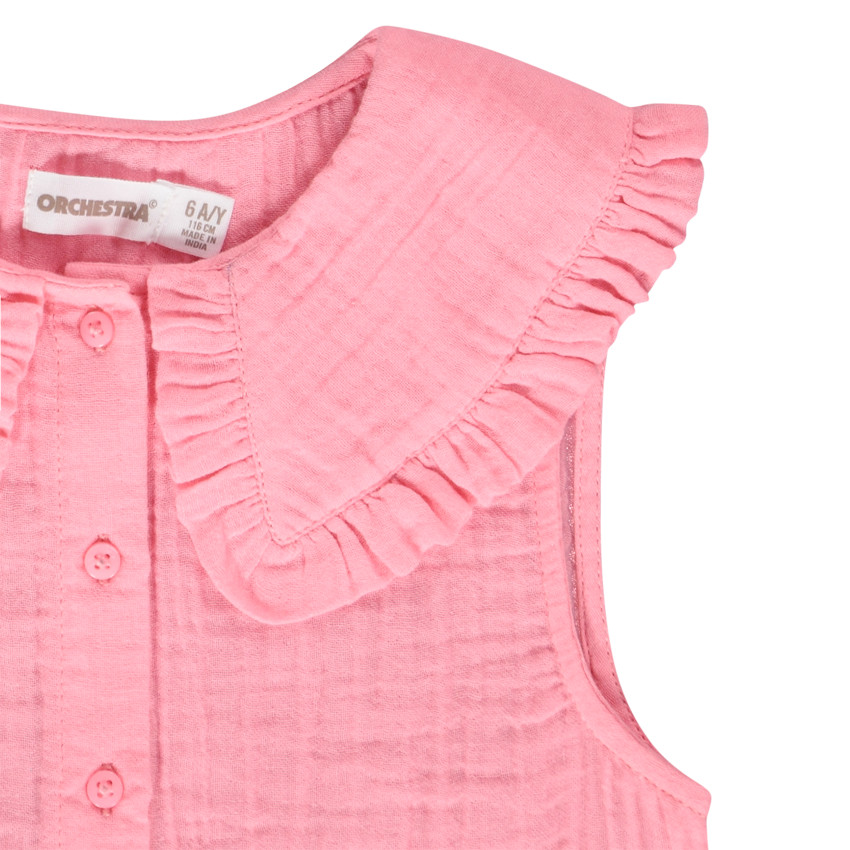 Chemise sans manches col claudine volanté pour fille 