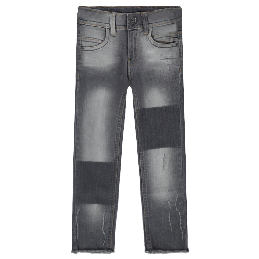 Jeans coupe slim effet used avec usures fantaisie 