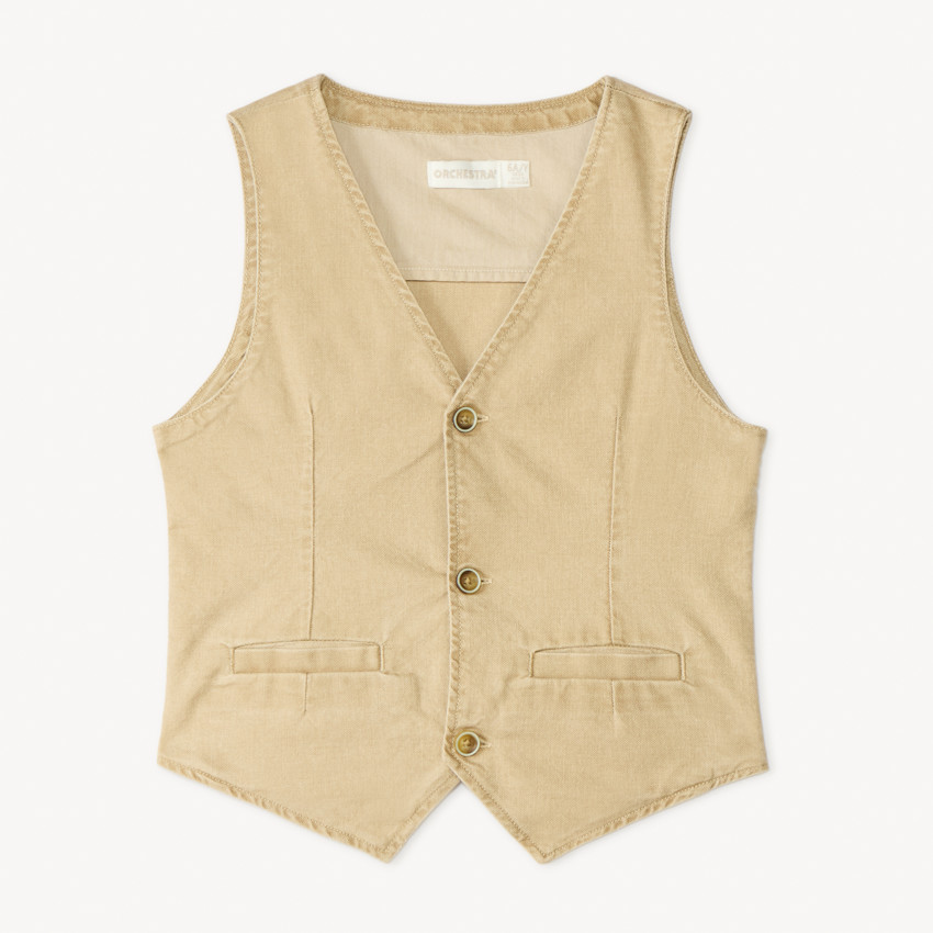 Gilet serveur en toile unie pour garçon