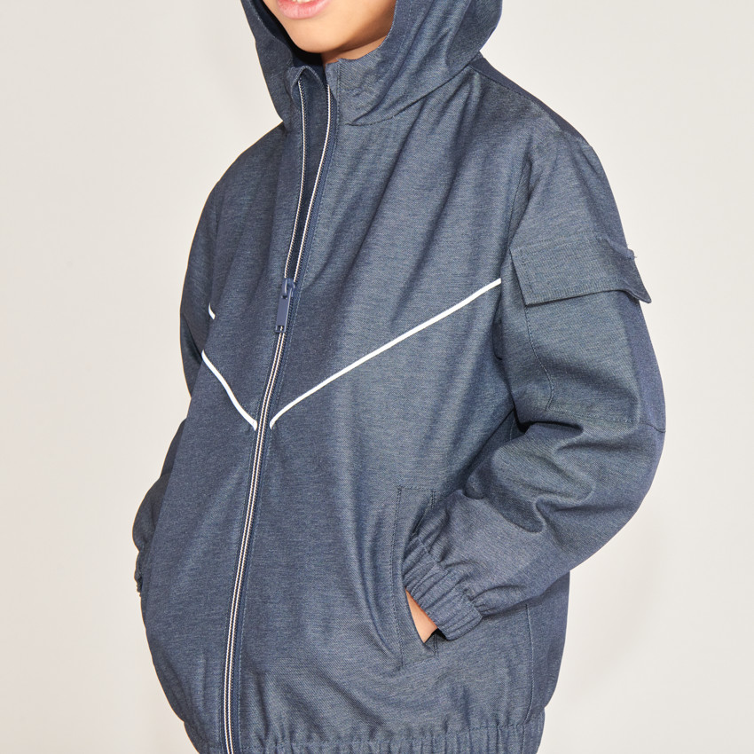 Coupe-vent en toile fantaisie unie pour garçon 