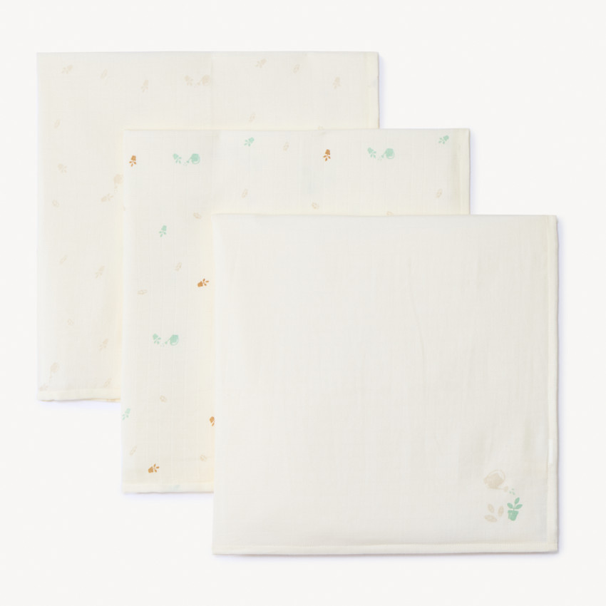 Lot de 3 langes imprimé feuillage pour bébé