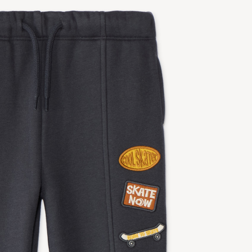 Pantalon de jogging bébé garçon doublé velours avec patch skate 