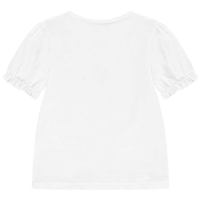 T-shirt manches courtes patch fleur brodé pour fille 