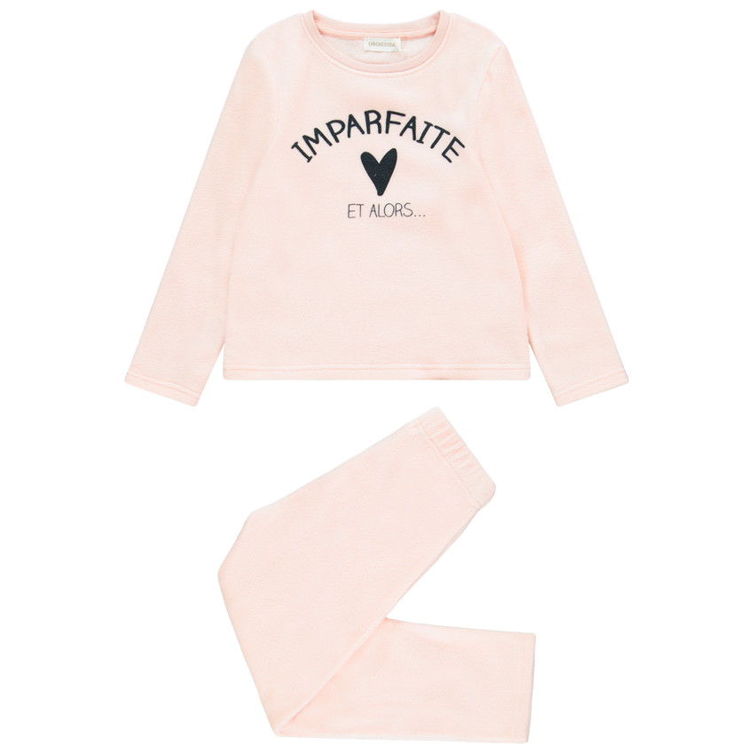Pyjama en polaire rose à message pour enfant fille 