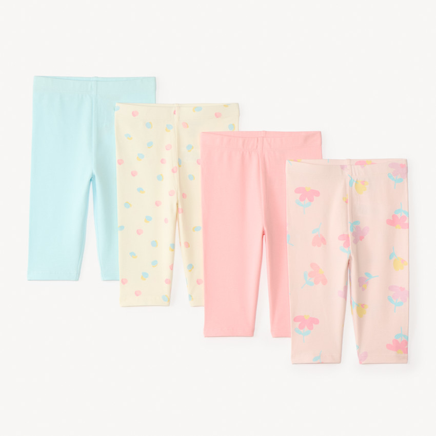 Lot de 4 caleçons corsaire uni + imprimé pour bébé fille