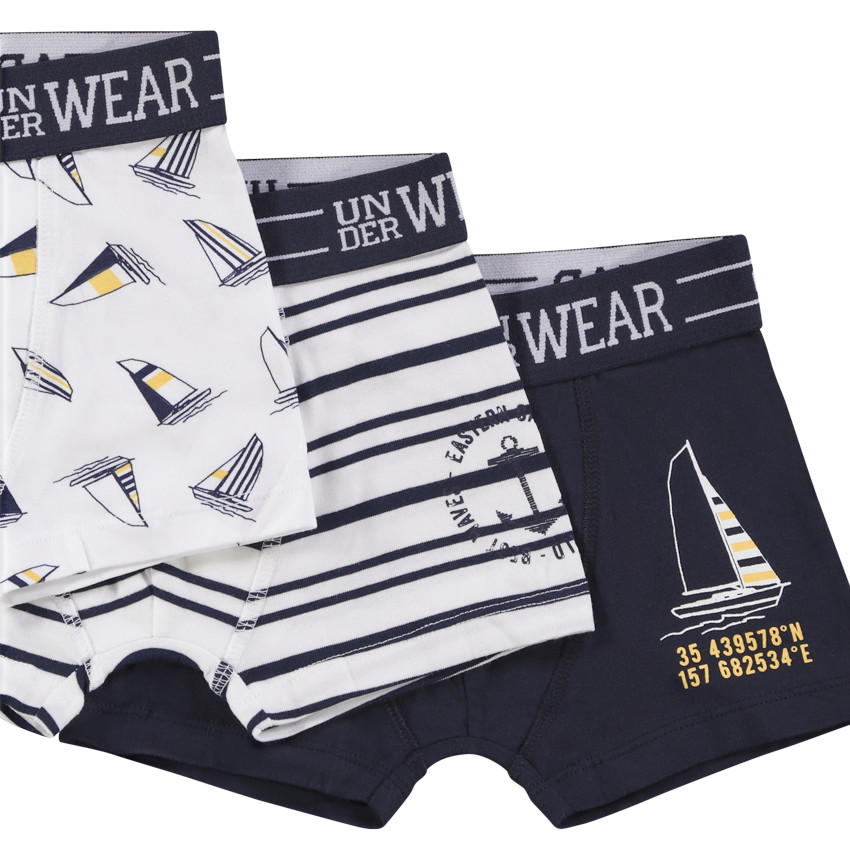 Lot de 3 boxers fantaisie marins pour garçon 