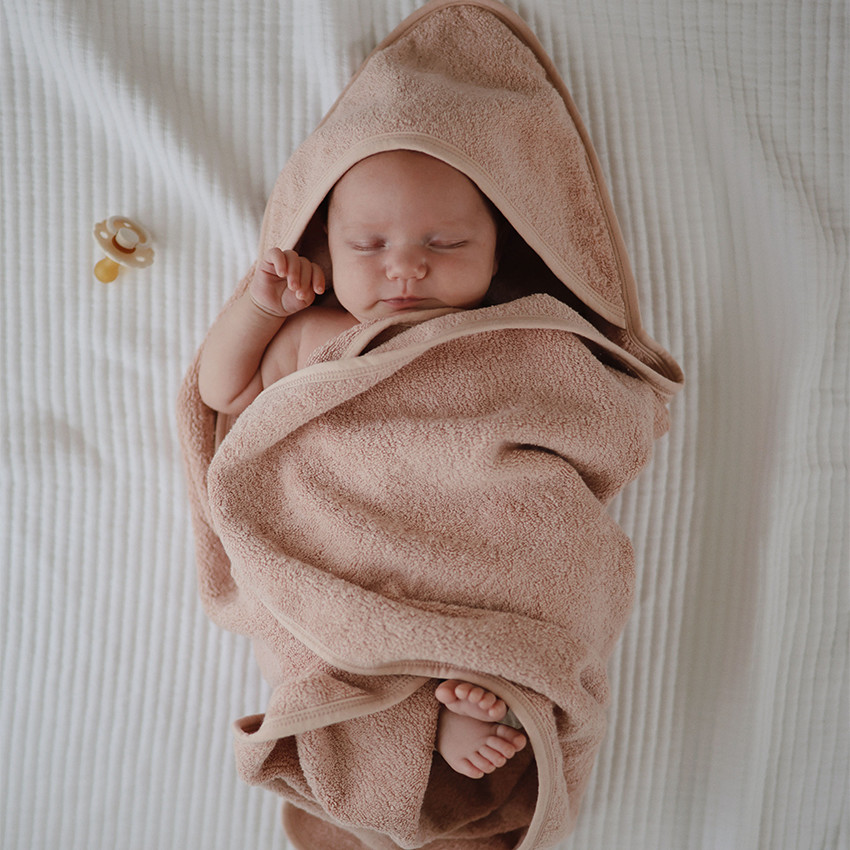 Cape de bain en coton Biologique blush 
