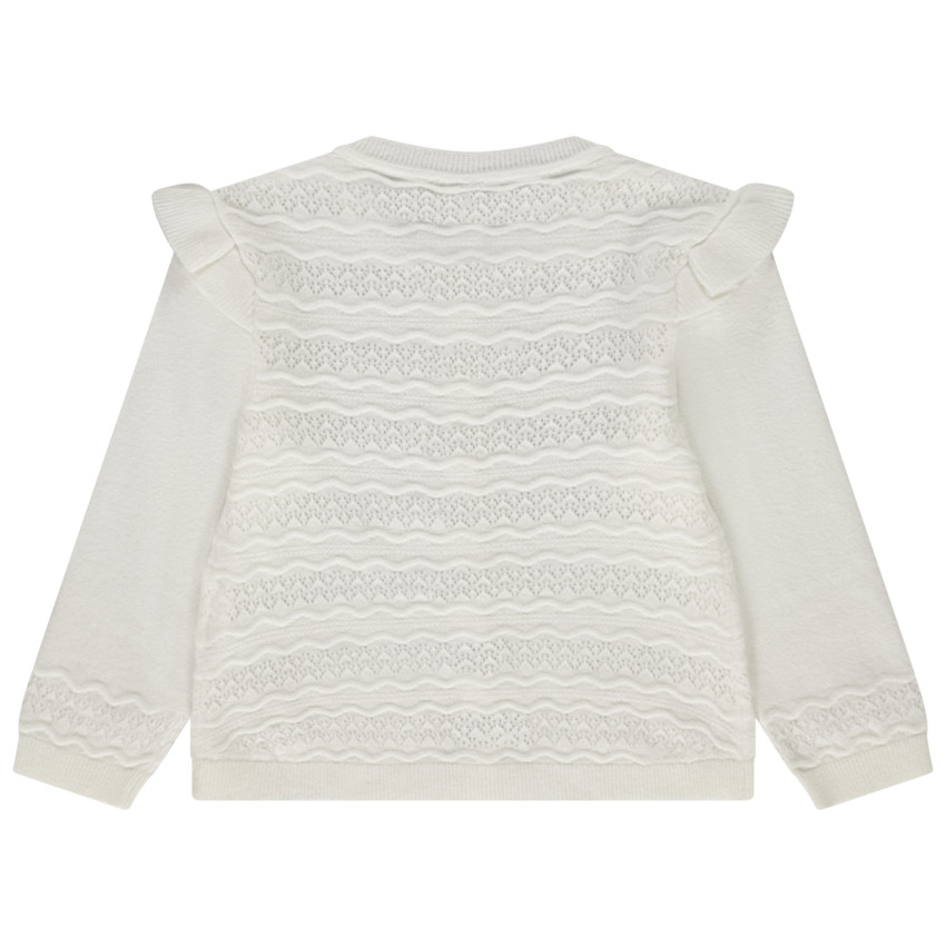 Gilet en tricot ajouré et manches volantées pour bébé fille 