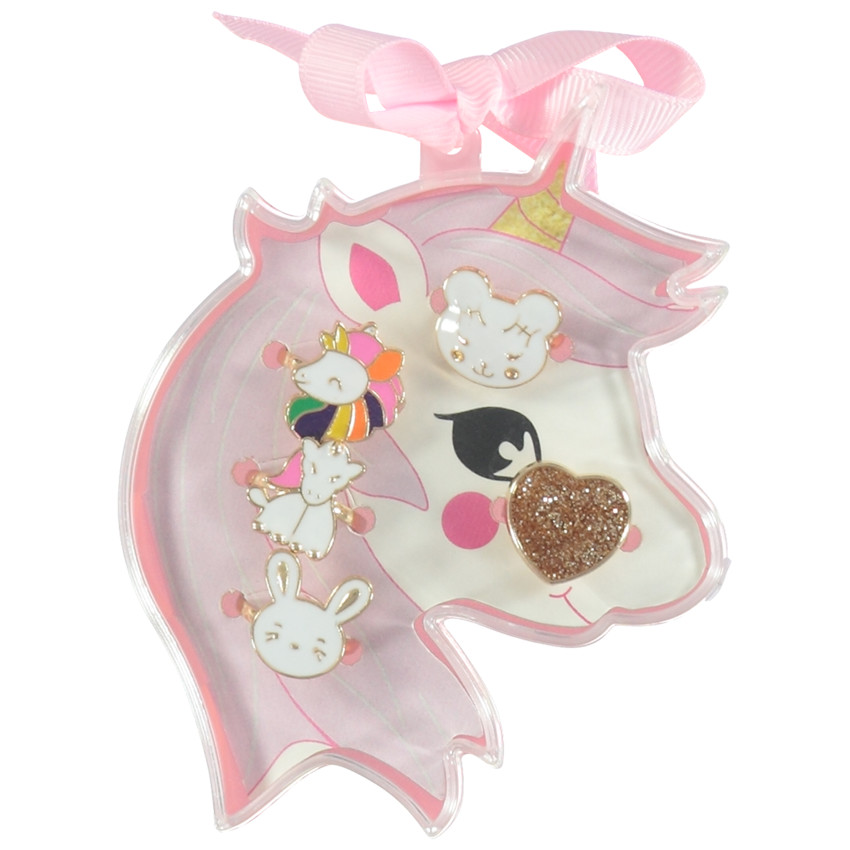 Lot de 5 bagues fantaisie + boîte licorne pour fille