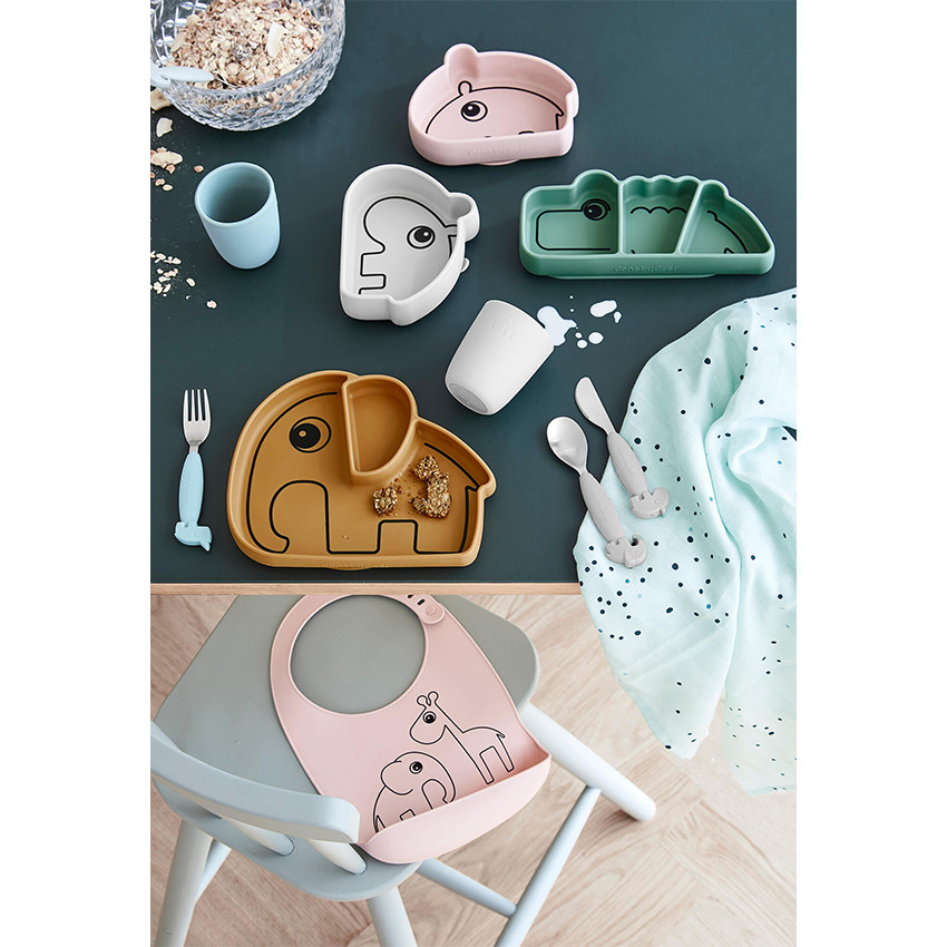 Assiette bol silicone ventouse Ozzo - Rose 