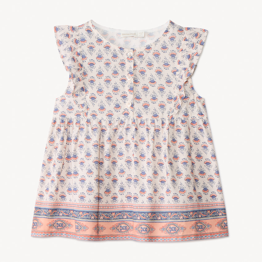 Tunique manches courtes imprimé fleurs pour fille