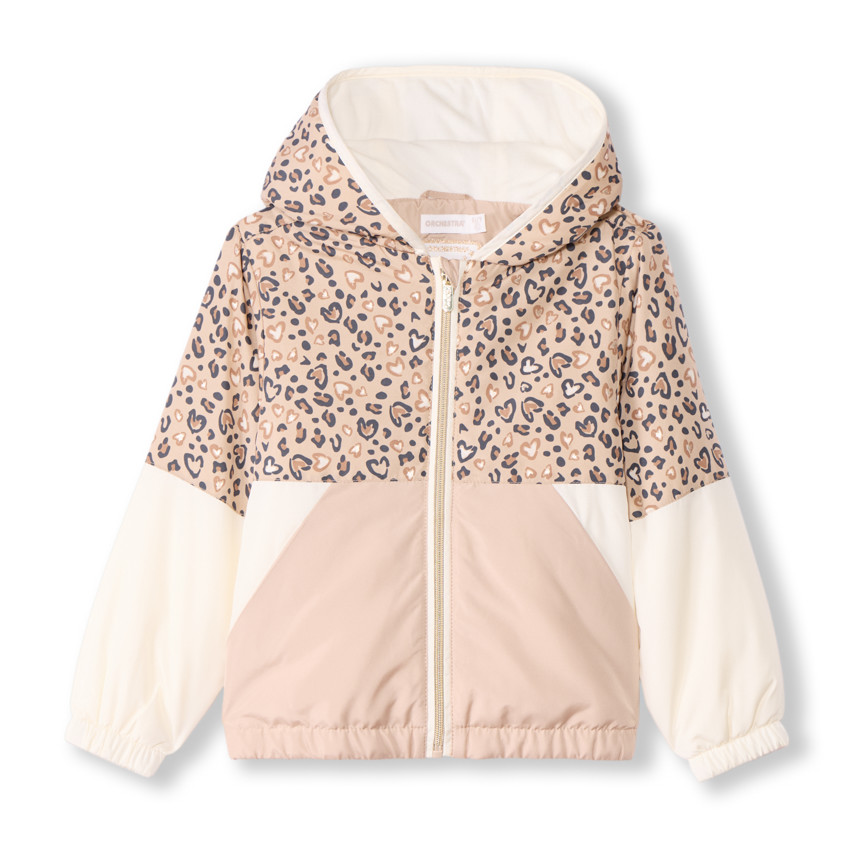 Coupe-vent rétro imprimé cœurs léopards pour fille 