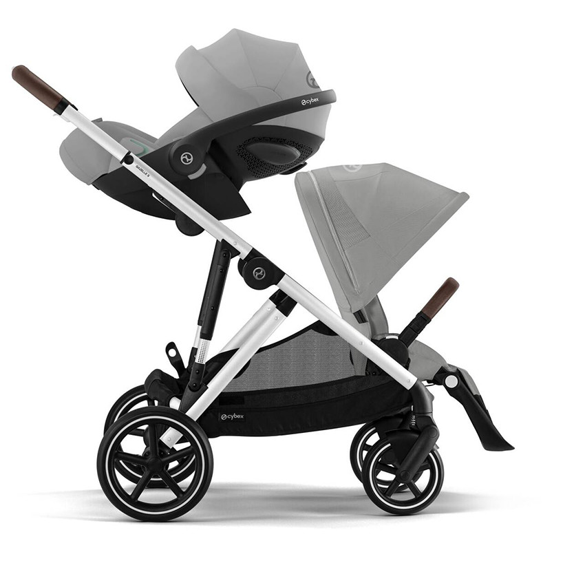 Poussette Gazelle S single/double - Châssis silver / Siège Stone Grey 