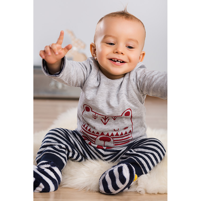 Ensemble tee-shirt réversible et pantalon rayé 